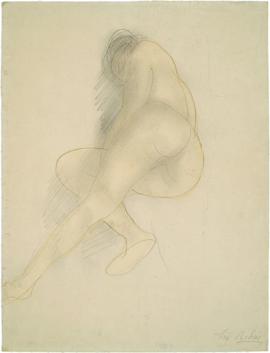Reclining Female Nude, Back View (Rodin, c.1900)