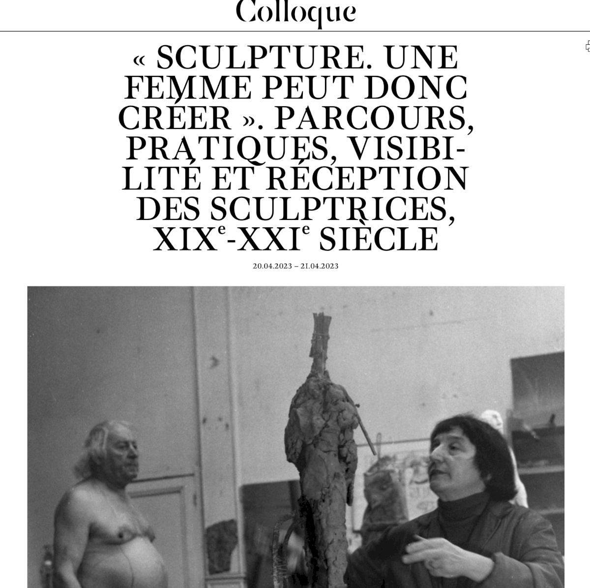 Sculpture. Une femme peut donc créer