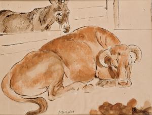 Âne et taureau (Poupelet, c. 1904)