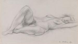 Femme nue allongée, mains derrière la tête (Babin, 1967)